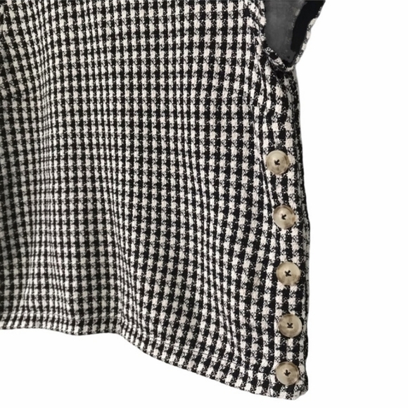 Anthropologie Maeve Townsend Black White Houndstooth Short Sleeve Top Boxy Sz 10 - Picture 15 of 16